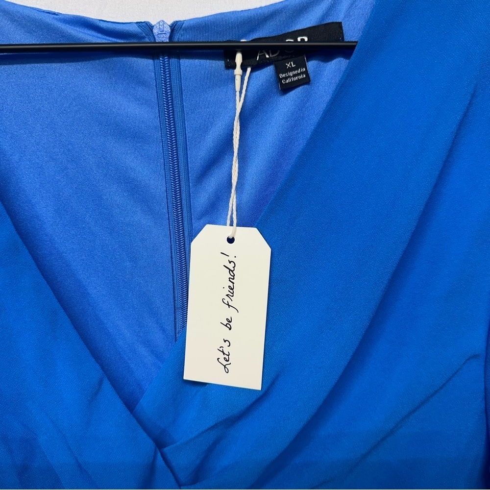 ADOR Royal Blue Chiffon Midi Dress XL NWT - Picture 3 of 7